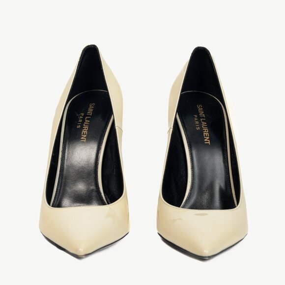 Saint Laurent Opyum Cream Patent YSL Cassandre Pointed-Toe Pumps - Picture 2 of 10